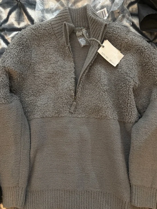 Barefoot Dreams Women's Charcoal Sherpa Crewneck Pullover - Picture 6 of 13